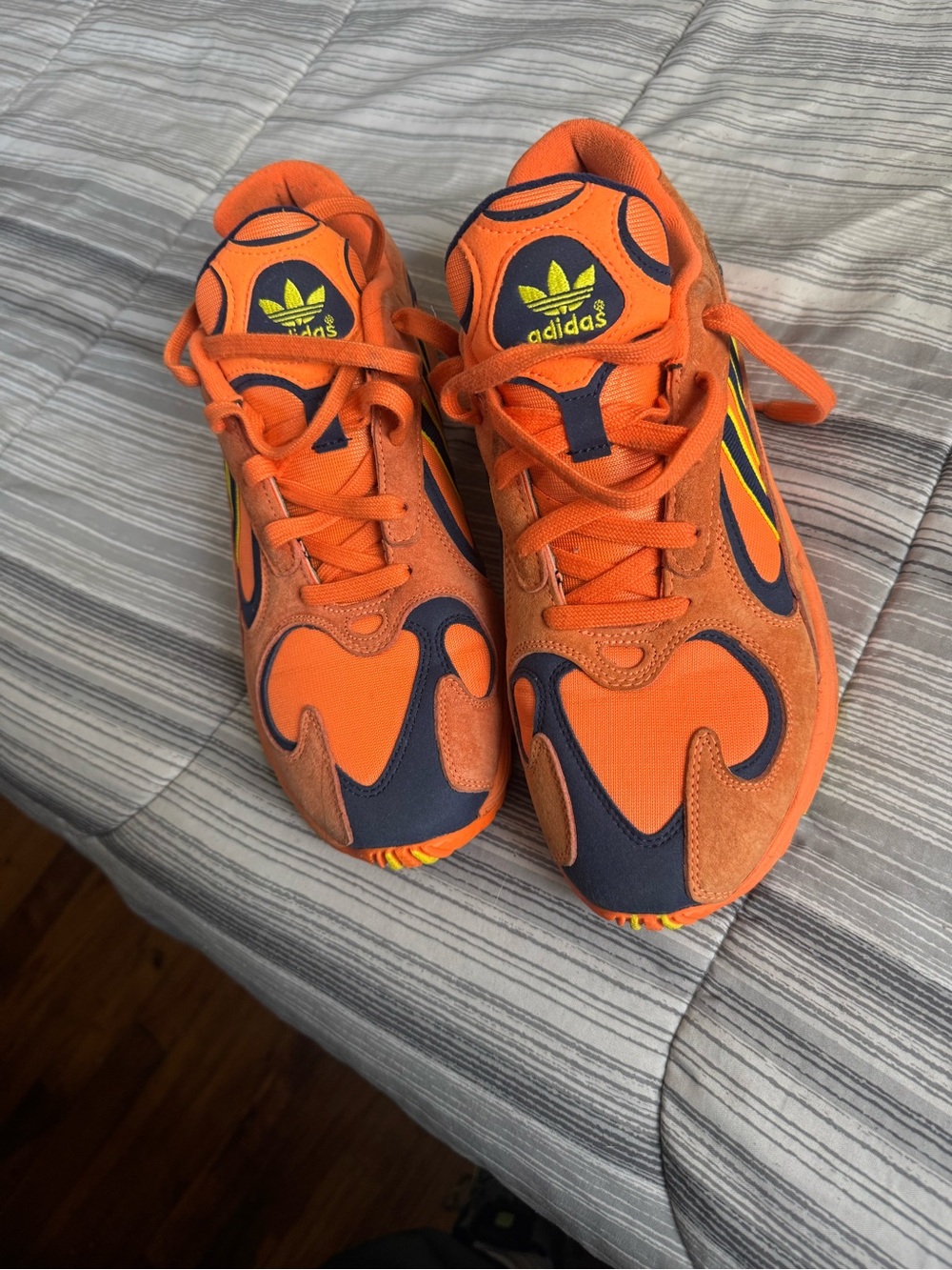 adidas Orange and Navy Athletic Sneakers with Yellow Accents
